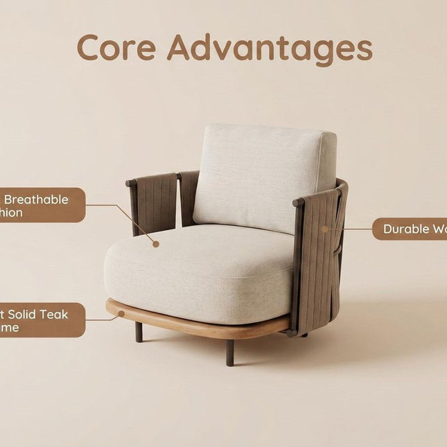 Woven Armrest Single Outdoor Sofa
