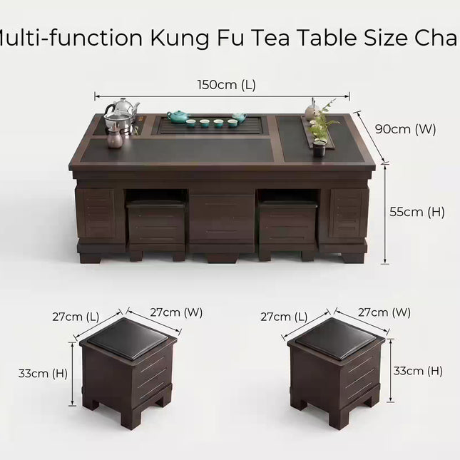 1.5m New Chinese Style Walnut Kung Fu Tea Table
