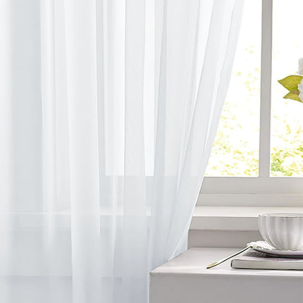 White Light Transparent Window Sheers, 2 Pieces, Multiple Sizes Available