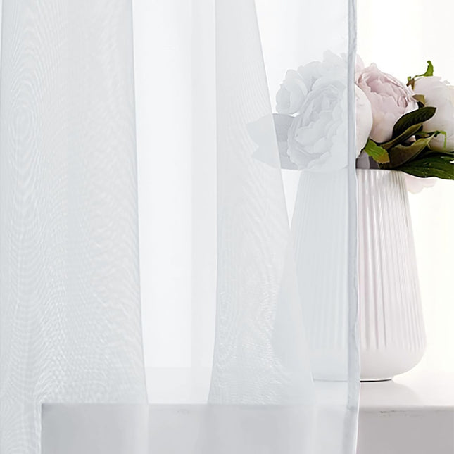 White Light Transparent Window Sheers, 2 Pieces, Multiple Sizes Available