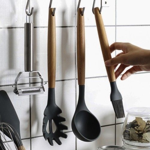 12pcs Black Heat Resistant Silicone Kitchen Utensils Set