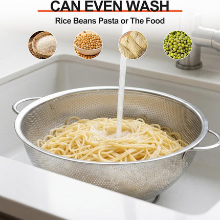 Colander Stainless Steel 3-Quart, Strainer for Kitchen Food, Dishwasher Safe