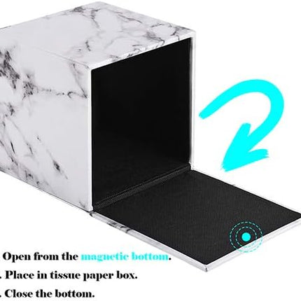 Tissue Box Cover,Tissue Box Square,Marble Stripes Tissue Box Cover,Tissue Box Holder for Bathroom Accessories,PU Leather Tissue Holder,Marble Stripes