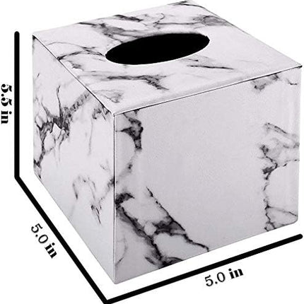 Tissue Box Cover,Tissue Box Square,Marble Stripes Tissue Box Cover,Tissue Box Holder for Bathroom Accessories,PU Leather Tissue Holder,Marble Stripes