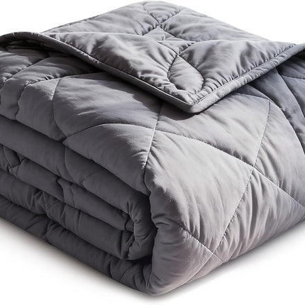 Weighted Blanket (15lbs, 60''x80''), Heavy Blanket Washable for Adult with Premium Glass Beads-Grey