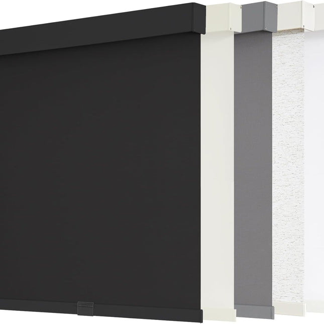 Blackout Roller Shades Cordless Blinds for Windows, Free-Stop Shades with Valance, Thermal Insulated Fabric, UV Protection, Blinds for Home and Office 20" W x 72" H (51W x 183H cm) Black