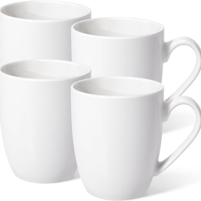 16 oz Large Coffee Mugs Set of 4 Ceramic Coffee Mug White Coffee Cups Tea Cups Idea Gift for Women Men House Warming Gifts New Home Office, 4 Pack (White)