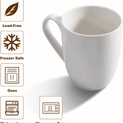 16 oz Large Coffee Mugs Set of 4 Ceramic Coffee Mug White Coffee Cups Tea Cups Idea Gift for Women Men House Warming Gifts New Home Office, 4 Pack (White)