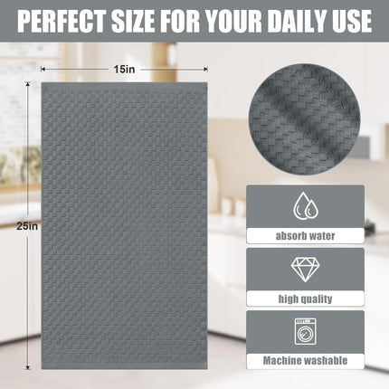 Homaxy 100% Cotton Waffle Weave Check Plaid Kitchen Towels, 13 x 28 Inches, Super Soft and Absorbent Dish Towels for Drying Dishes and Terry Kitchen Towels(15" x 25", 6 Pack, Dark Grey)