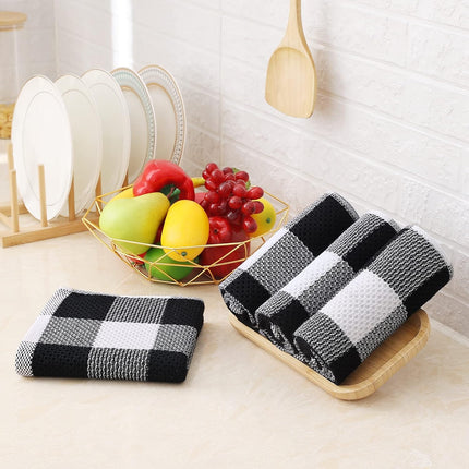 Homaxy 100% Cotton Waffle Weave Check Plaid Kitchen Towels, 13 x 28 Inches, Super Soft and Absorbent Dish Towels for Drying Dishes and Terry Kitchen Towels(15" x 25", 6 Pack, Dark Grey)