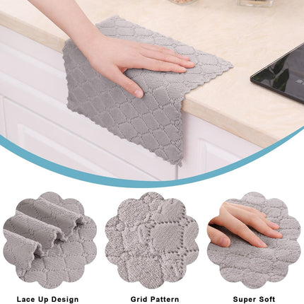 Homaxy 12 Pack Kitchen Dish Cloths (10 x 10 Inches, Grey) Kitchen Towels and Dishcloths Set, 12 x 12 and 13 x 28 Inches White & Black