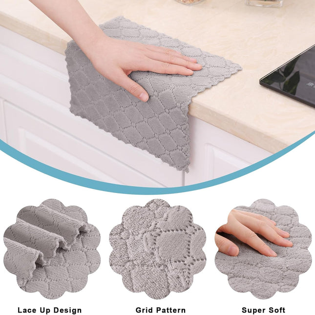 Homaxy 12 Pack Kitchen Dish Cloths (10 x 10 Inches, Grey) Kitchen Towels and Dishcloths Set, 12 x 12 and 13 x 28 Inches White & Black