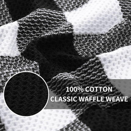 Homaxy 12 Pack Kitchen Dish Cloths (10 x 10 Inches, Grey) Kitchen Towels and Dishcloths Set, 12 x 12 and 13 x 28 Inches White & Black