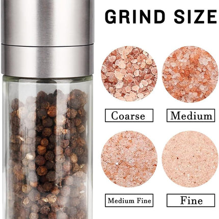 ® Salt and Pepper Grinder Set, Pepper Mill, Sea Salt Shaker Grinder Refillable, Adjustable Coarseness, Stainless Steel with Ceramic Rotor(Seasoning not included)