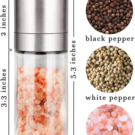 ® Salt and Pepper Grinder Set, Pepper Mill, Sea Salt Shaker Grinder Refillable, Adjustable Coarseness, Stainless Steel with Ceramic Rotor(Seasoning not included)
