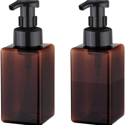 Foaming Soap Dispenser, 450ml (15oz) Refillable Pump Bottle Plastic for Liquid Soap, Shampoo, Body Wash (2 Pcs) (Amber)