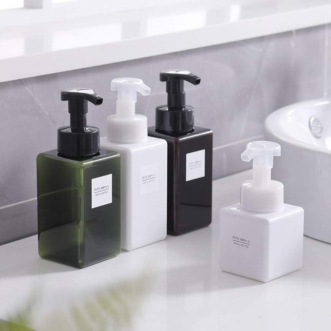 Foaming Soap Dispenser, 450ml (15oz) Refillable Pump Bottle Plastic for Liquid Soap, Shampoo, Body Wash (2 Pcs) (Amber)