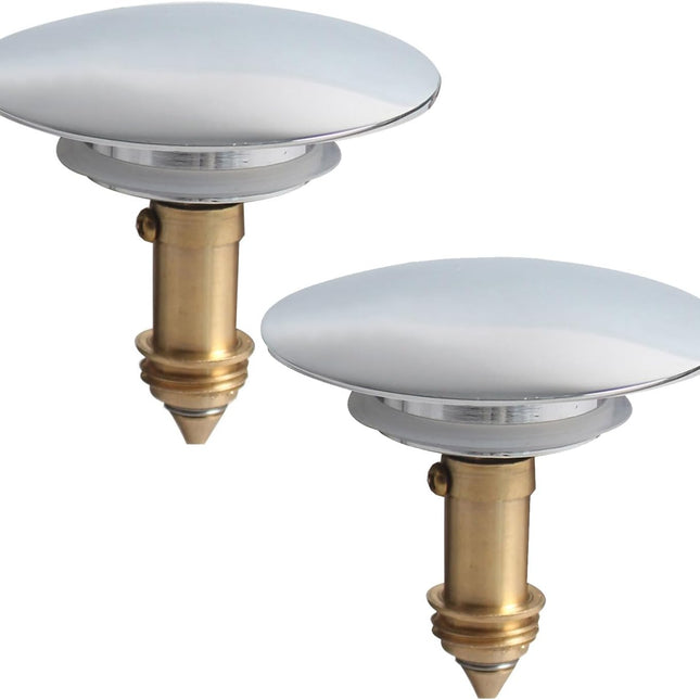 2 Pcs Bathroom Pop Up Sink Drain Stopper 66 mm Bathroom Sink Stopper, Pop-Up Click Clack Plug, Solid Brass Chrome Plated Plug, Suitable for Kitchen Bathroom Wash Basin