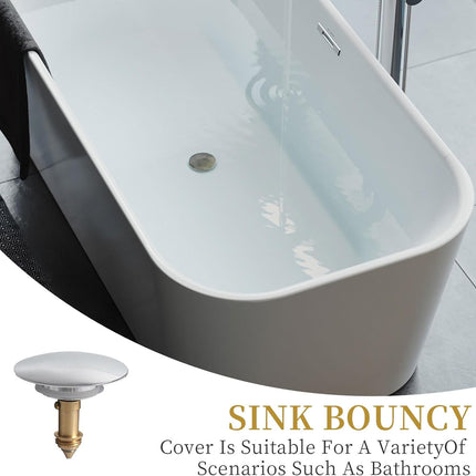 2 Pcs Bathroom Pop Up Sink Drain Stopper 66 mm Bathroom Sink Stopper, Pop-Up Click Clack Plug, Solid Brass Chrome Plated Plug, Suitable for Kitchen Bathroom Wash Basin
