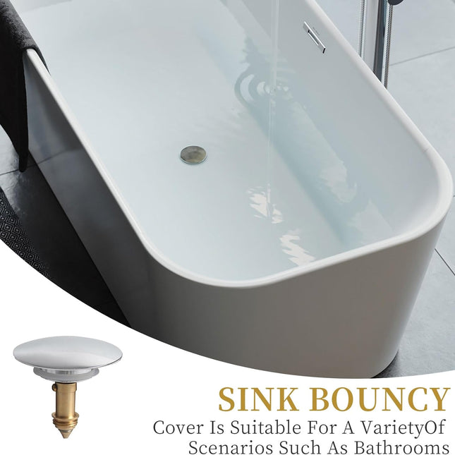 2 Pcs Bathroom Pop Up Sink Drain Stopper 66 mm Bathroom Sink Stopper, Pop-Up Click Clack Plug, Solid Brass Chrome Plated Plug, Suitable for Kitchen Bathroom Wash Basin