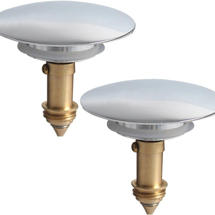 2 Pcs Bathroom Pop Up Sink Drain Stopper 66 mm Bathroom Sink Stopper, Pop-Up Click Clack Plug, Solid Brass Chrome Plated Plug, Suitable for Kitchen Bathroom Wash Basin