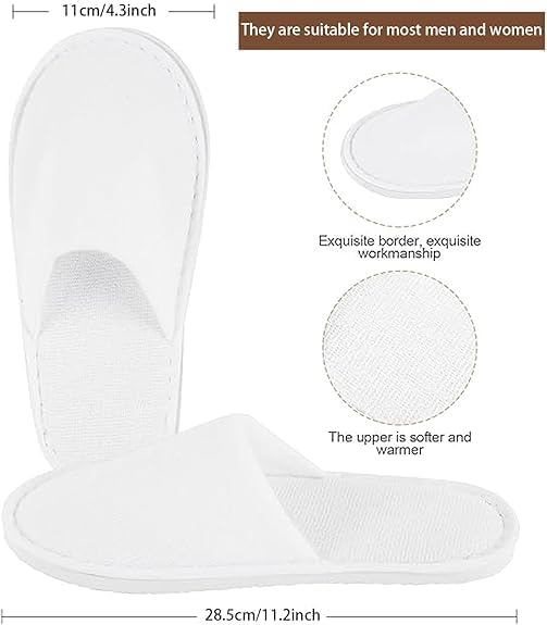 8 Pairs Spa Slippers for Men and Women, Comfortable Non-Slip Disposable Hotel Slippers, Breathable Soft Cotton House Guest Slippers for Travel Guests Hotel Home Salon