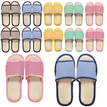 10 Pairs Washable House Slippers for Guests, Disposable Indoor Slipper with Thick Sole, Non Slip Open Toe Slipper, Spa Bulk Home, Hotel, Bedroom, Travel, Unisex Universal Size