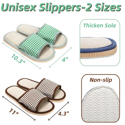 10 Pairs Washable House Slippers for Guests, Disposable Indoor Slipper with Thick Sole, Non Slip Open Toe Slipper, Spa Bulk Home, Hotel, Bedroom, Travel, Unisex Universal Size