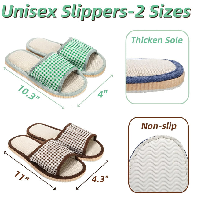 10 Pairs Washable House Slippers for Guests, Disposable Indoor Slipper with Thick Sole, Non Slip Open Toe Slipper, Spa Bulk Home, Hotel, Bedroom, Travel, Unisex Universal Size
