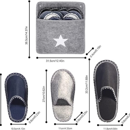 House Slippers - 6 pairs - 3 sizes - Guest Slippers - House Slipper Set - Fleece Wool - Non-slip - Disposable Slippers - Washable - Spa Slippers - Suitable for families - Hotels & travel