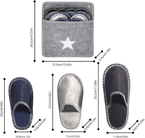House Slippers - 6 pairs - 3 sizes - Guest Slippers - House Slipper Set - Fleece Wool - Non-slip - Disposable Slippers - Washable - Spa Slippers - Suitable for families - Hotels & travel