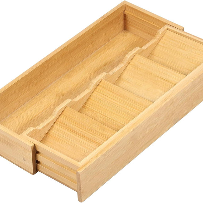 Kitchen drawer organizer - cutlery organizer - expandable bamboo storage box - cutlery rack - telescopic cutlery organizer