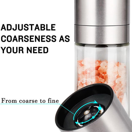Gulex® Salt and Pepper Grinder Set, Pepper Mill, Sea Salt Shaker Grinder Refillable, Adjustable Coarseness, Stainless Steel with Ceramic Rotor(Seasoning not included)
