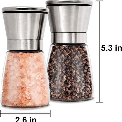 Gulex® Salt and Pepper Grinder Set Pepper Mill, Sea Salt Shaker Refillable, Adjustable Coarseness, Stainless Steel with Ceramic Rotor (Set of 2)