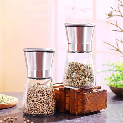 Gulex® Salt and Pepper Grinder Set Pepper Mill, Sea Salt Shaker Refillable, Adjustable Coarseness, Stainless Steel with Ceramic Rotor (Set of 2)