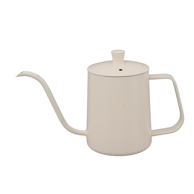 Small Pour Over Coffee Kettle, Stainless Steel, Precisely Controlled Gooseneck Spout, White, 600ml