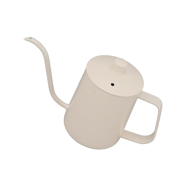 Small Pour Over Coffee Kettle, Stainless Steel, Precisely Controlled Gooseneck Spout, White, 600ml