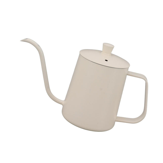 Small Pour Over Coffee Kettle, Stainless Steel, Precisely Controlled Gooseneck Spout, White, 600ml