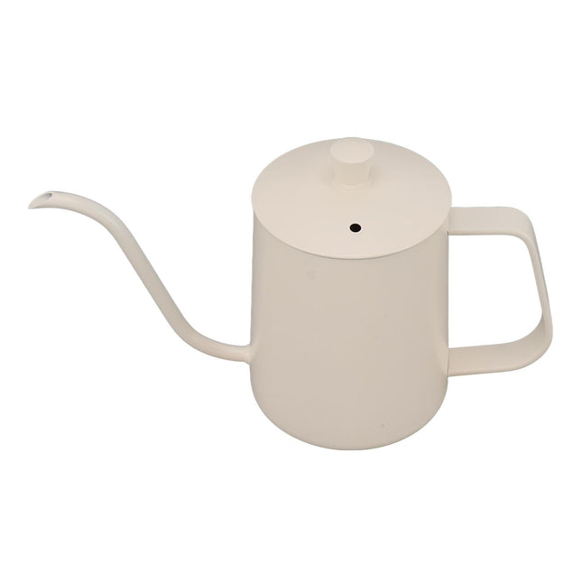 Small Pour Over Coffee Kettle, Stainless Steel, Precisely Controlled Gooseneck Spout, White, 600ml