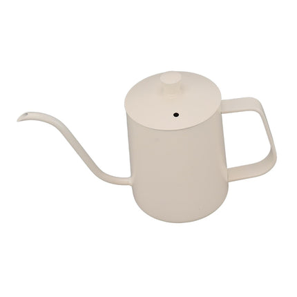 Small Pour Over Coffee Kettle, Stainless Steel, Precisely Controlled Gooseneck Spout, White, 600ml