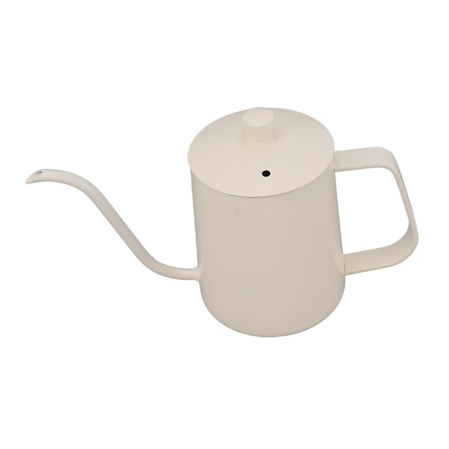 Small Pour Over Coffee Kettle, Stainless Steel, Precisely Controlled Gooseneck Spout, White, 600ml