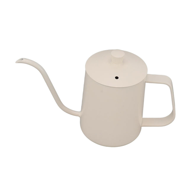 Small Pour Over Coffee Kettle, Stainless Steel, Precisely Controlled Gooseneck Spout, White, 600ml