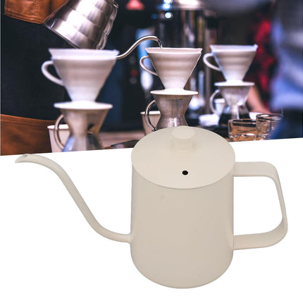 Small Pour Over Coffee Kettle, Stainless Steel, Precisely Controlled Gooseneck Spout, White, 600ml