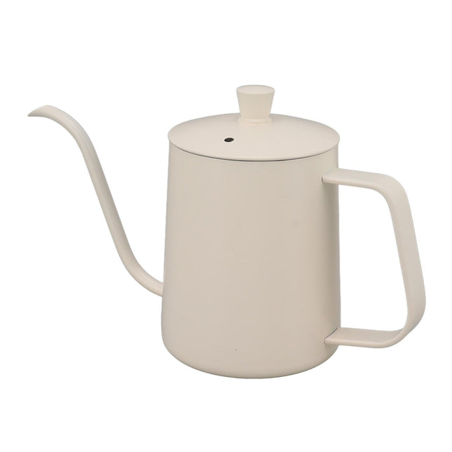 Small Pour Over Coffee Kettle, Stainless Steel, Precisely Controlled Gooseneck Spout, White, 600ml