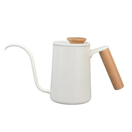 Stainless Steel Drip Coffee Pot, Long Gooseneck Spout Kettle, Tea Matte White, 600ml