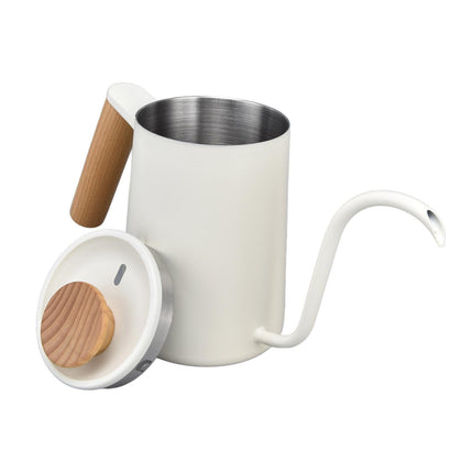 Stainless Steel Drip Coffee Pot, Long Gooseneck Spout Kettle, Tea Matte White, 600ml