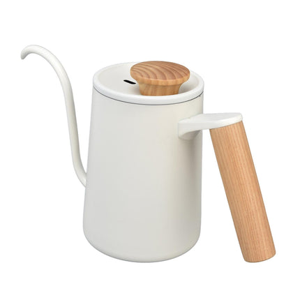 Stainless Steel Drip Coffee Pot, Long Gooseneck Spout Kettle, Tea Matte White, 600ml
