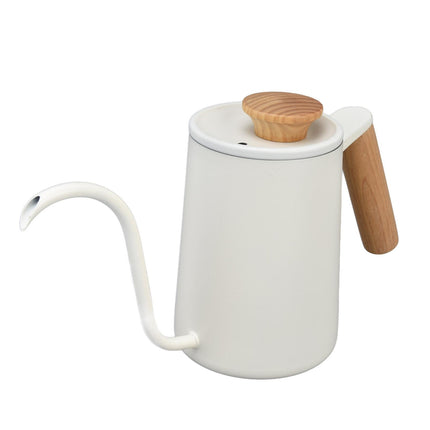 Stainless Steel Drip Coffee Pot, Long Gooseneck Spout Kettle, Tea Matte White, 600ml