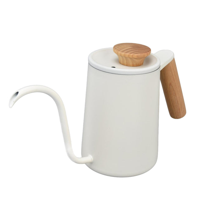 Stainless Steel Drip Coffee Pot, Long Gooseneck Spout Kettle, Tea Matte White, 600ml