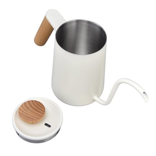 Stainless Steel Drip Coffee Pot, Long Gooseneck Spout Kettle, Tea Matte White, 600ml